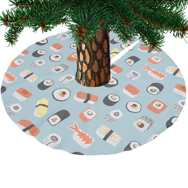 Falda Para El Árbol De Navidad De Poliéster Patrón de rollo Sushi Nigiri Maki (Fun Japanese sushi food art festive Christmas tree skirt)