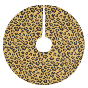 Falda Para El Árbol De Navidad De Poliéster Patrón de safari de la impresión de leopardo salva