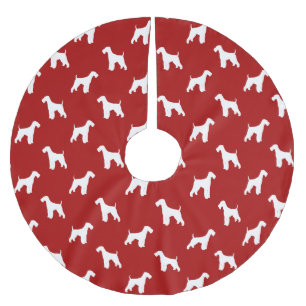 Falda Para El Árbol De Navidad De Poliéster Patrón de Siluetas de Airedale Terrier