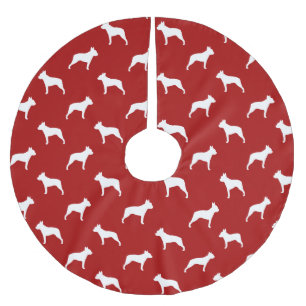 Falda Para El Árbol De Navidad De Poliéster Patrón de siluetas de Boston Terrier
