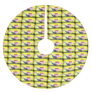 Falda Para El Árbol De Navidad De Poliéster patrón de sirenas de mosaico rosa de natación