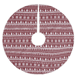 Falda Para El Árbol De Navidad De Poliéster Patrón de suéter de Navidad clásico rojo de vacaci