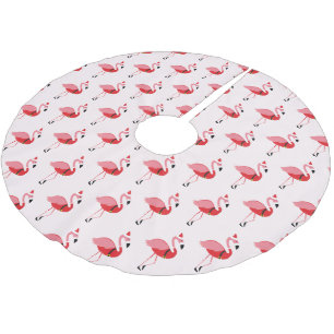 Falda Para El Árbol De Navidad De Poliéster Patrón de vacaciones de Navidades Flamingo Santa