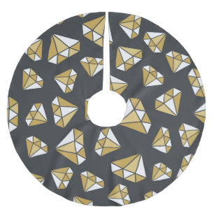 Falda Para El Árbol De Navidad De Poliéster Patrón De Vigas Sin Pares Temático De Gemstone.