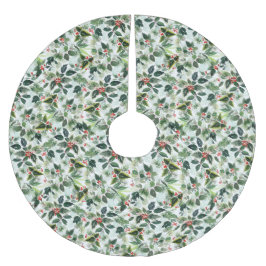 Falda Para El Árbol De Navidad De Poliéster Patrón de Winterberry Variado de color de agua