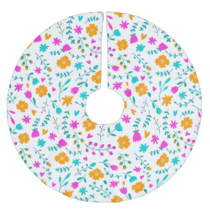 Falda Para El Árbol De Navidad De Poliéster Patrón dibujado a mano de color