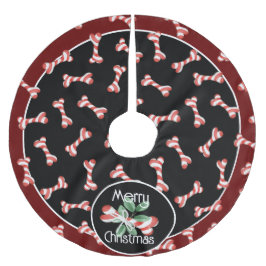 Falda Para El Árbol De Navidad De Poliéster Patrón divertido de Navidades de huesos de perro r
