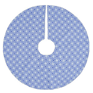 Falda Para El Árbol De Navidad De Poliéster Patrón egipcio de tejas, azul blanco y cobalto