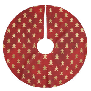 Falda Para El Árbol De Navidad De Poliéster Patrón elegante de oro rojo jengibre de hombre