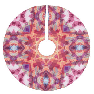 Falda Para El Árbol De Navidad De Poliéster Patrón estrella de Navidades Maximalistas Rojos fe