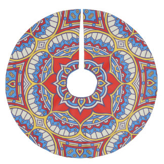 Falda Para El Árbol De Navidad De Poliéster Patrón étnico floral, sin fisuras bohemias.