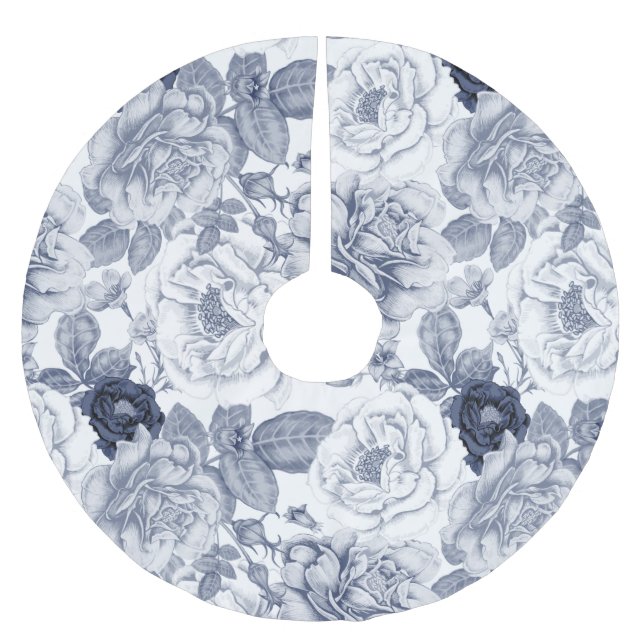 Falda Para El Árbol De Navidad De Poliéster Patrón floral clásico (Anverso)