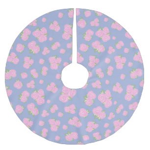 Falda Para El Árbol De Navidad De Poliéster patrón floral de rosas vintage