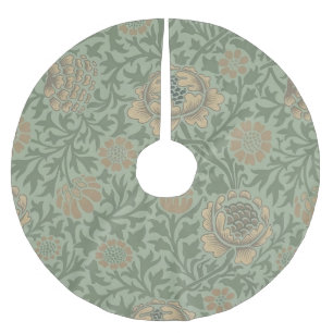 Falda Para El Árbol De Navidad De Poliéster Patrón floral de William Morris Grafton en verde s