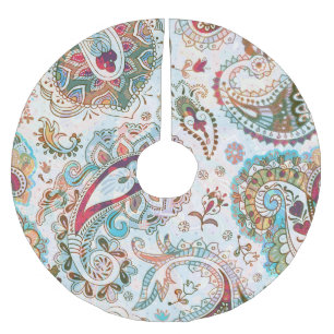 Falda Para El Árbol De Navidad De Poliéster Patrón floral étnico jacobino