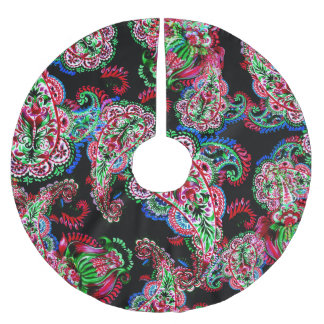 Falda Para El Árbol De Navidad De Poliéster Patrón Floral Paisley, Origen Étnico.