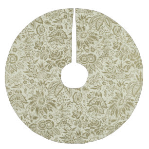 Falda Para El Árbol De Navidad De Poliéster Patrón floral Sage verde Damasco antiguo