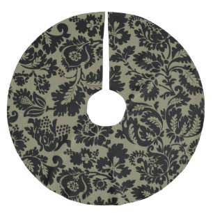 Falda Para El Árbol De Navidad De Poliéster Patrón Floral Veneciano en Negro y Blanco de Willi