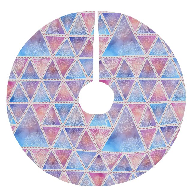 Falda Para El Árbol De Navidad De Poliéster Patrón geométrico (Anverso)
