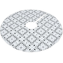 Falda Para El Árbol De Navidad De Poliéster Patrón geométrico blanco negro y plateado