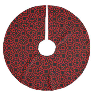 Falda Para El Árbol De Navidad De Poliéster Patrón geométrico rojo y negro sin costuras