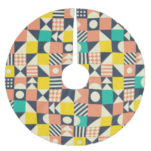 Falda Para El Árbol De Navidad De Poliéster Patrón geométrico sin soldadura colorido