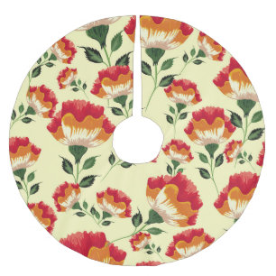 Falda Para El Árbol De Navidad De Poliéster Patrón inmaculado, decoración floral colorida.