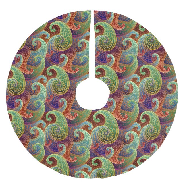 Falda Para El Árbol De Navidad De Poliéster Patrón inmaduro de Bohemie Paisley (Anverso)