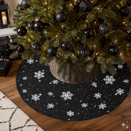 Falda Para El Árbol De Navidad De Poliéster Patrón invernal de copo de nieve de Navidad en bla