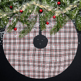 Falda Para El Árbol De Navidad De Poliéster Patrón Moderno de Cuadro Escocés Rojo y Negro