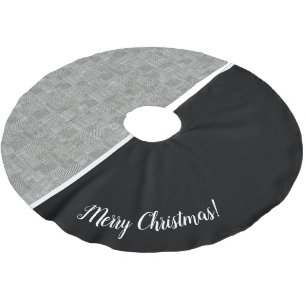 Falda Para El Árbol De Navidad De Poliéster Patrón Moderno de Cuadros Geométricos Negro Blanco