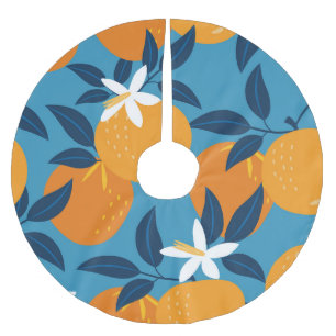 Falda Para El Árbol De Navidad De Poliéster Patrón naranja: textura inoxidable vintage