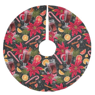 Falda Para El Árbol De Navidad De Poliéster Patrón Navidades Pinceladas Árbol de poliéster S