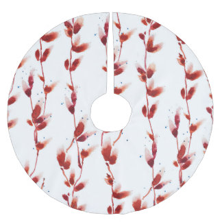 Falda Para El Árbol De Navidad De Poliéster Patrón Pussy-Willow: Belleza de la naturaleza.
