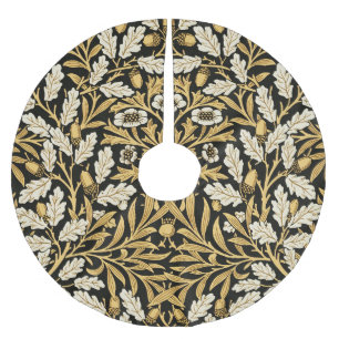 Falda Para El Árbol De Navidad De Poliéster Patrón Roble Negro Dorado Vintage William Morris