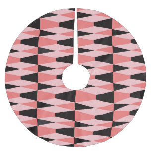 Falda Para El Árbol De Navidad De Poliéster Patrón rosa negro geométrico negrita