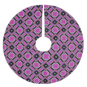 Falda Para El Árbol De Navidad De Poliéster Patrón rosa y negro