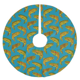 Falda Para El Árbol De Navidad De Poliéster Patrón sin problemas de la trucha arco iris de hoj