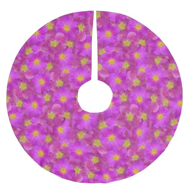 Falda Para El Árbol De Navidad De Poliéster Patrón sin soldadura de Rosa salvaje (Anverso)