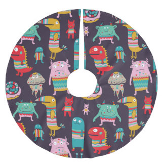 Falda Para El Árbol De Navidad De Poliéster Patrón sin soltura de Personalizado de monstruos d