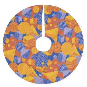 Falda Para El Árbol De Navidad De Poliéster Patrón violeta de Naranja geométrico divertido
