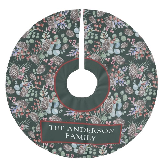 Falda Para El Árbol De Navidad De Poliéster Patrón y nombre de Navidades festivos (Anverso)