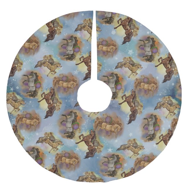 Falda Para El Árbol De Navidad De Poliéster Patronato de caballos Occidentales Dreamcatcher de (Anverso)