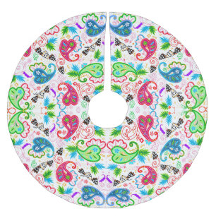 Falda Para El Árbol De Navidad De Poliéster Patrones de flores decorativas coloridas lindas