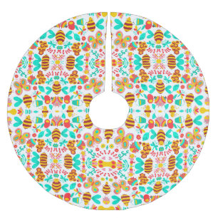 Falda Para El Árbol De Navidad De Poliéster Patrones de líneas coloridas lindas