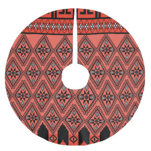 Falda Para El Árbol De Navidad De Poliéster Patrones de tela: decoración de fondo azul.