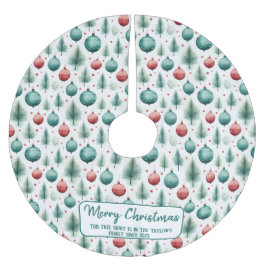 Falda Para El Árbol De Navidad De Poliéster Patrones Navideños Verdes y Rojos - 