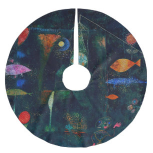 Falda Para El Árbol De Navidad De Poliéster Paul Klee Fish Magic Resumen Pintura de arte gráfi