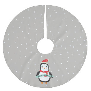 Falda Para El Árbol De Navidad De Poliéster Penquín de pequeños Navidades malcriados y pesimis