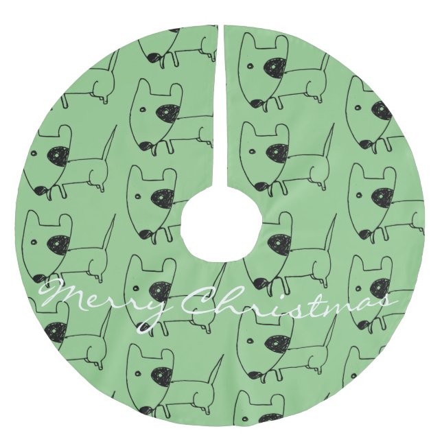 Falda Para El Árbol De Navidad De Poliéster Pequeño trueno minimalista de ojos negros (Anverso)